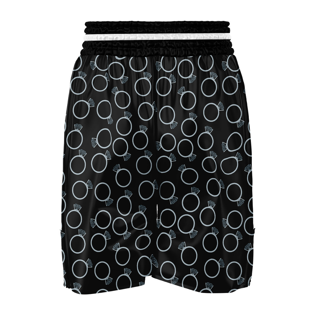 Diamond Ring Black Print Pattern Boxing Shorts-grizzshop