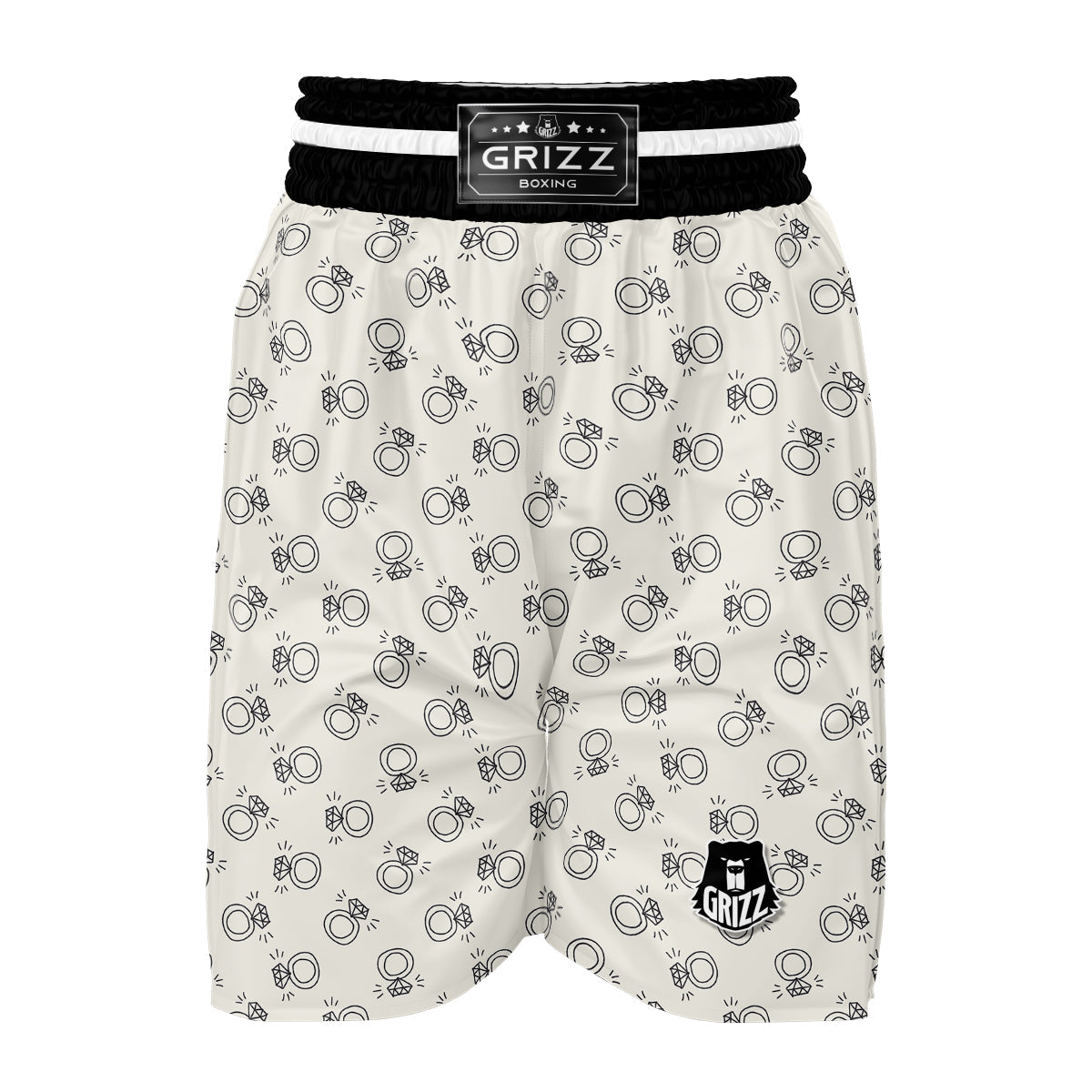 Diamond Ring Doodle Print Pattern Boxing Shorts-grizzshop
