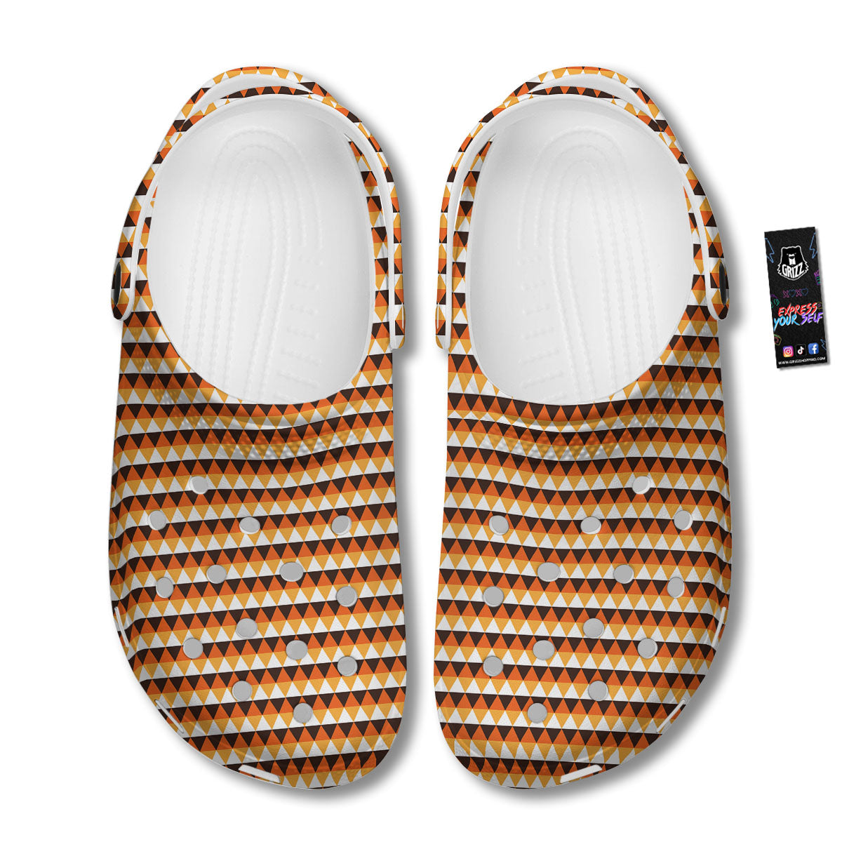 Diamond Shape Halloween Print Pattern Clog-grizzshop