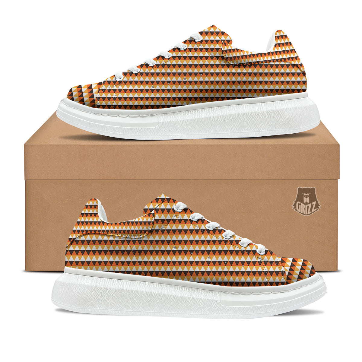 Diamond Shape Halloween Print Pattern Platform Shoes-grizzshop