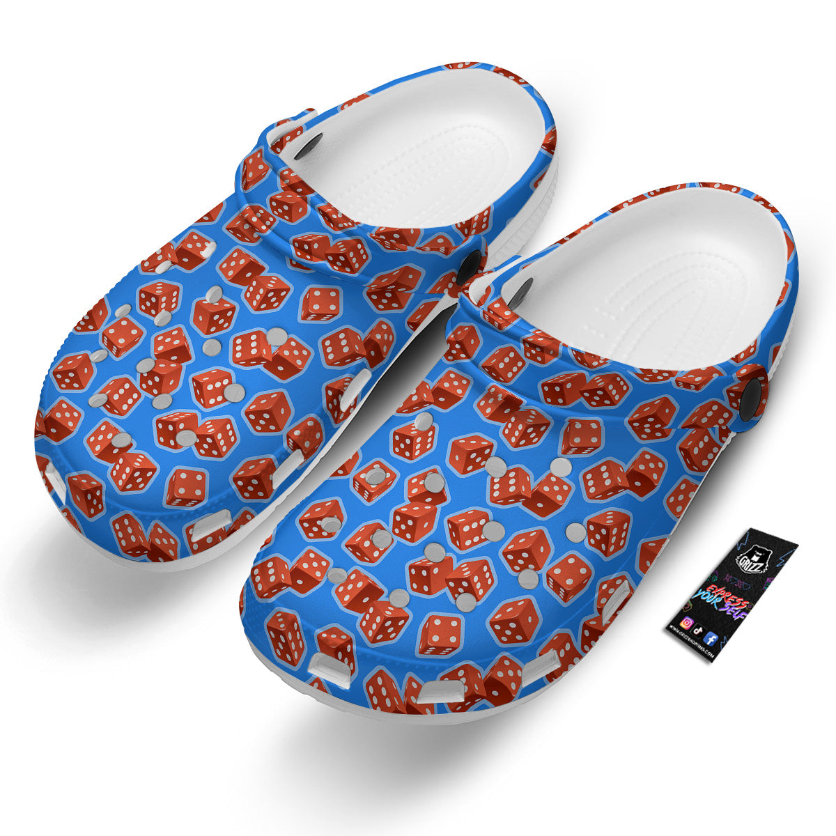 Dice Blue And Red Print Pattern Clog-grizzshop