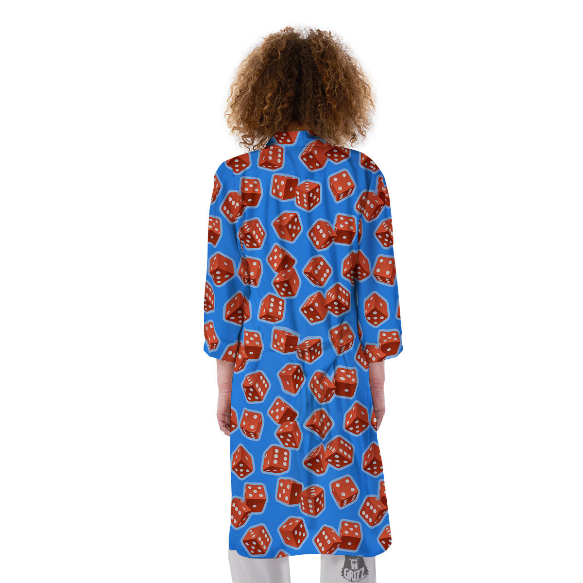 Dice Blue And Red Print Pattern Kimono-grizzshop