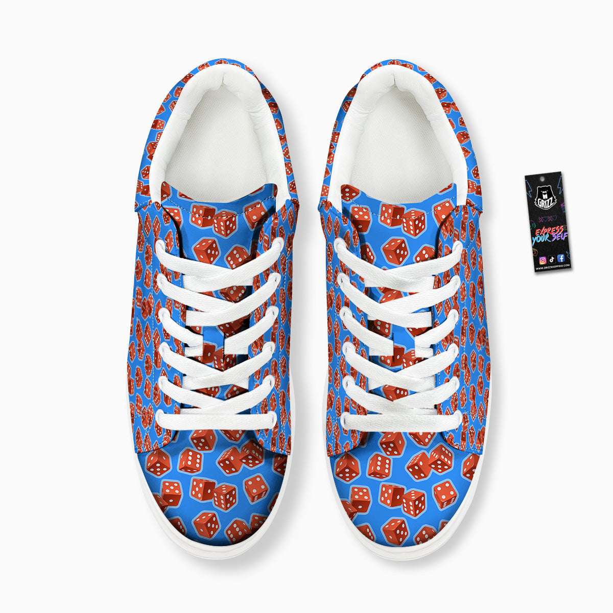 Dice Blue And Red Print Pattern Platform Shoes-grizzshop