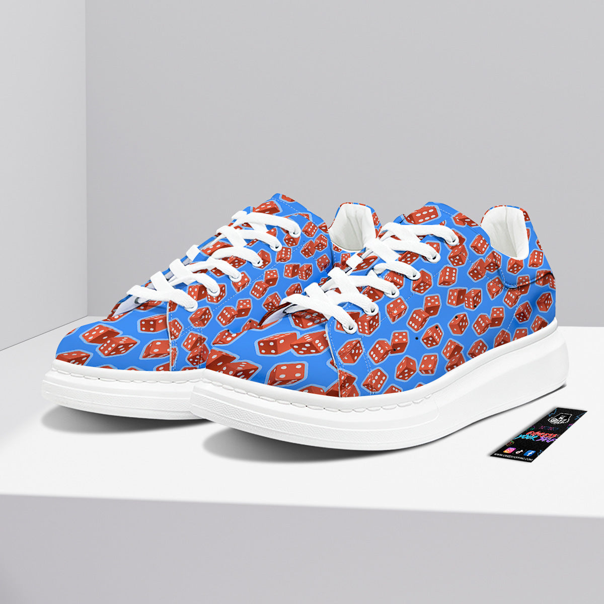 Dice Blue And Red Print Pattern Platform Shoes-grizzshop