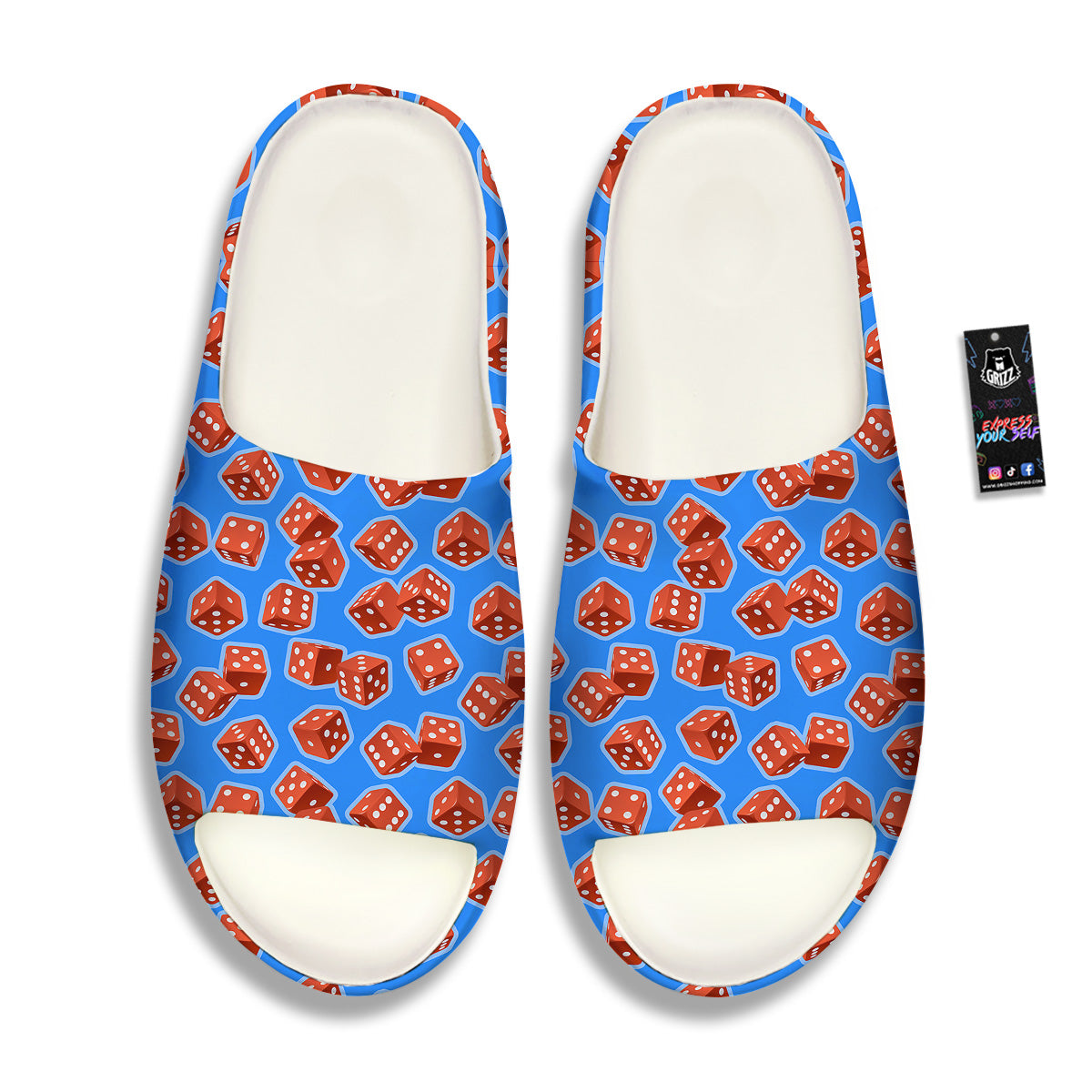 Dice Blue And Red Print Pattern Sandals-grizzshop