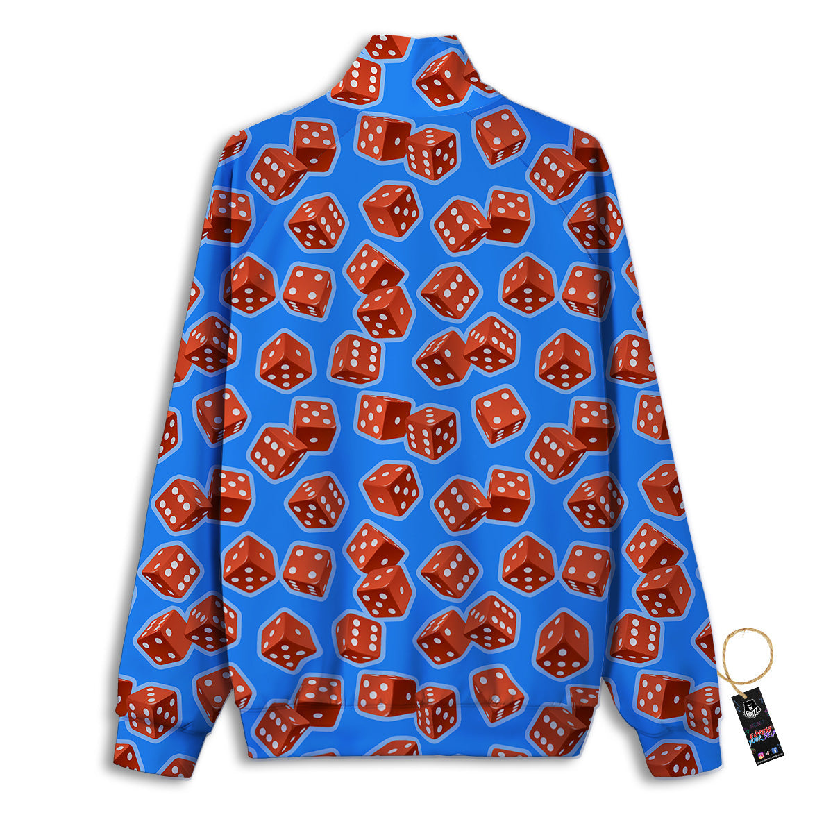 Dice Blue And Red Print Pattern Track Jacket-grizzshop