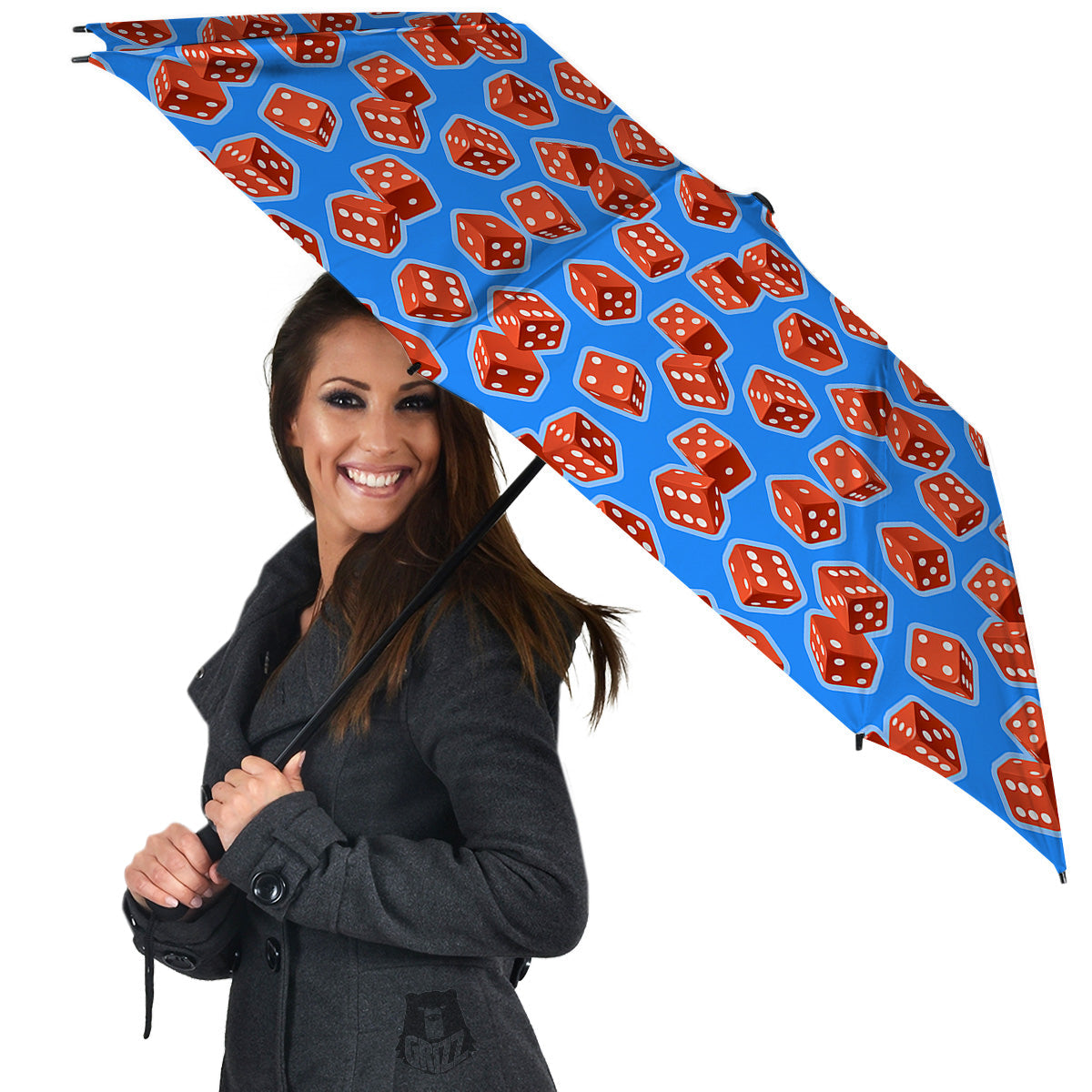 Dice Blue And Red Print Pattern Umbrella-grizzshop