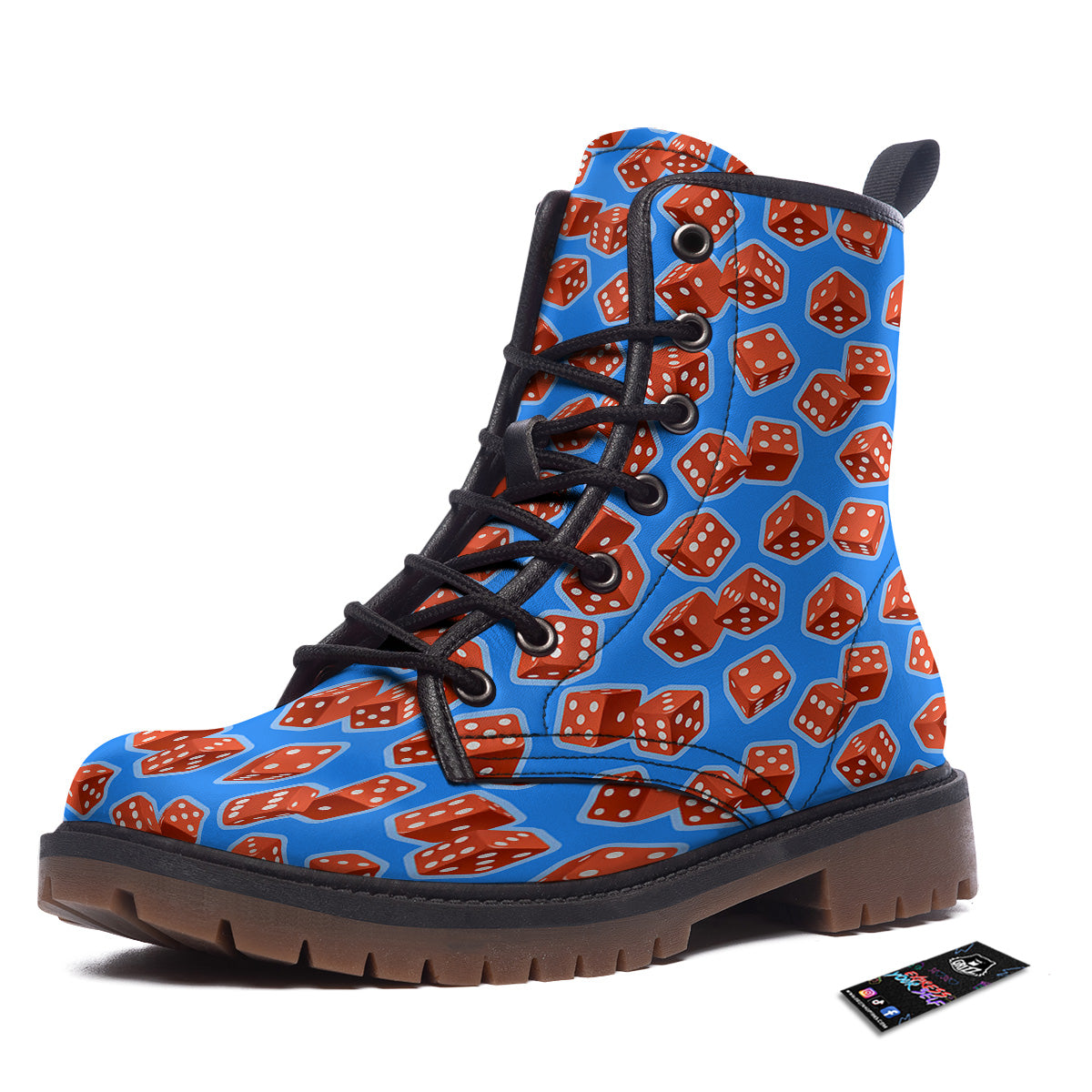 Dice Blue And Red Print Pattern Work Boots-grizzshop