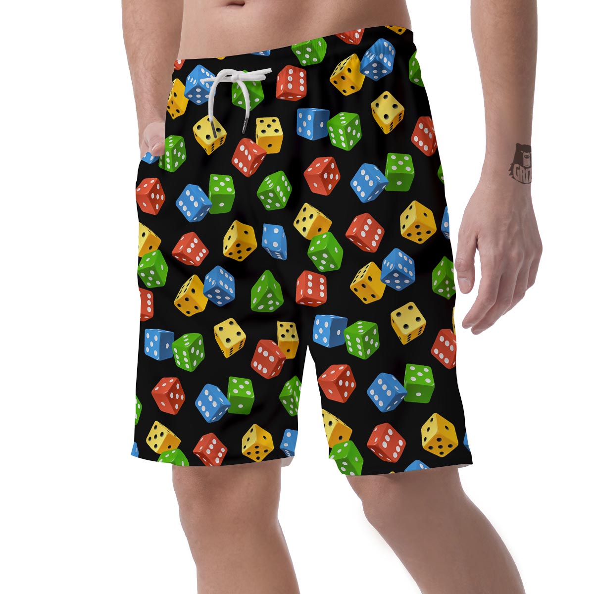 Dice Colorful Pattern Print Men's Shorts-grizzshop