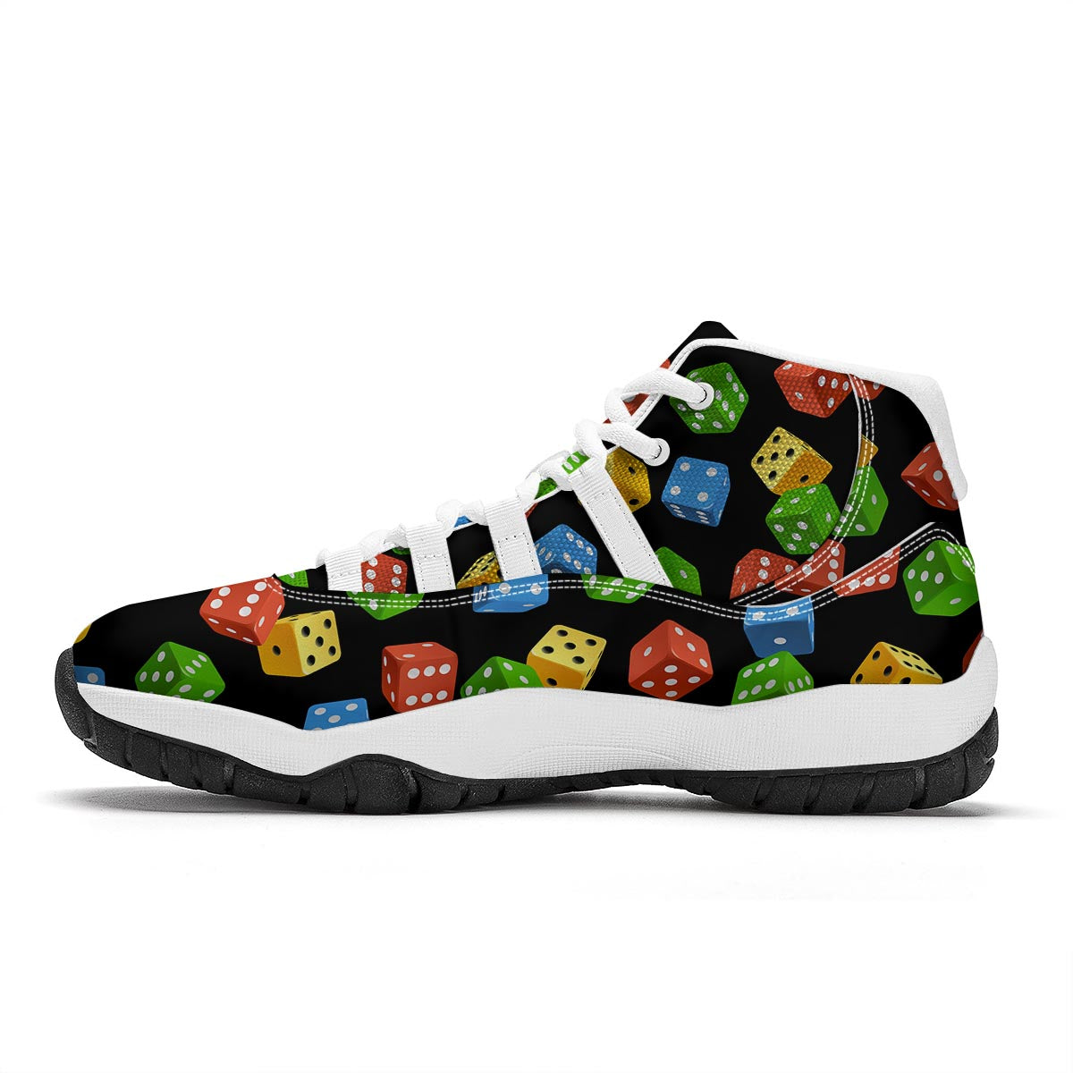 Dice Colorful Pattern Print White Bball Shoes-grizzshop