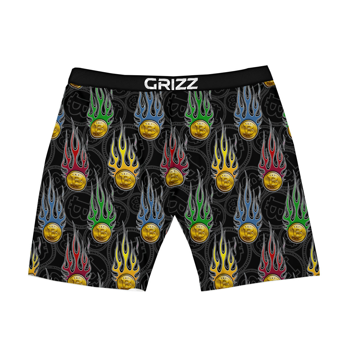 Digital Bitcoin On Fire Print Pattern Boxer Briefs-grizzshop