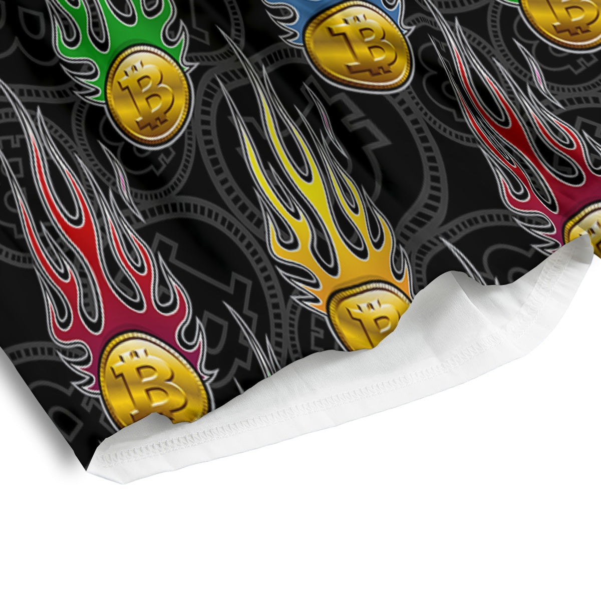 Digital Bitcoin On Fire Print Pattern Men's Athletic Shorts