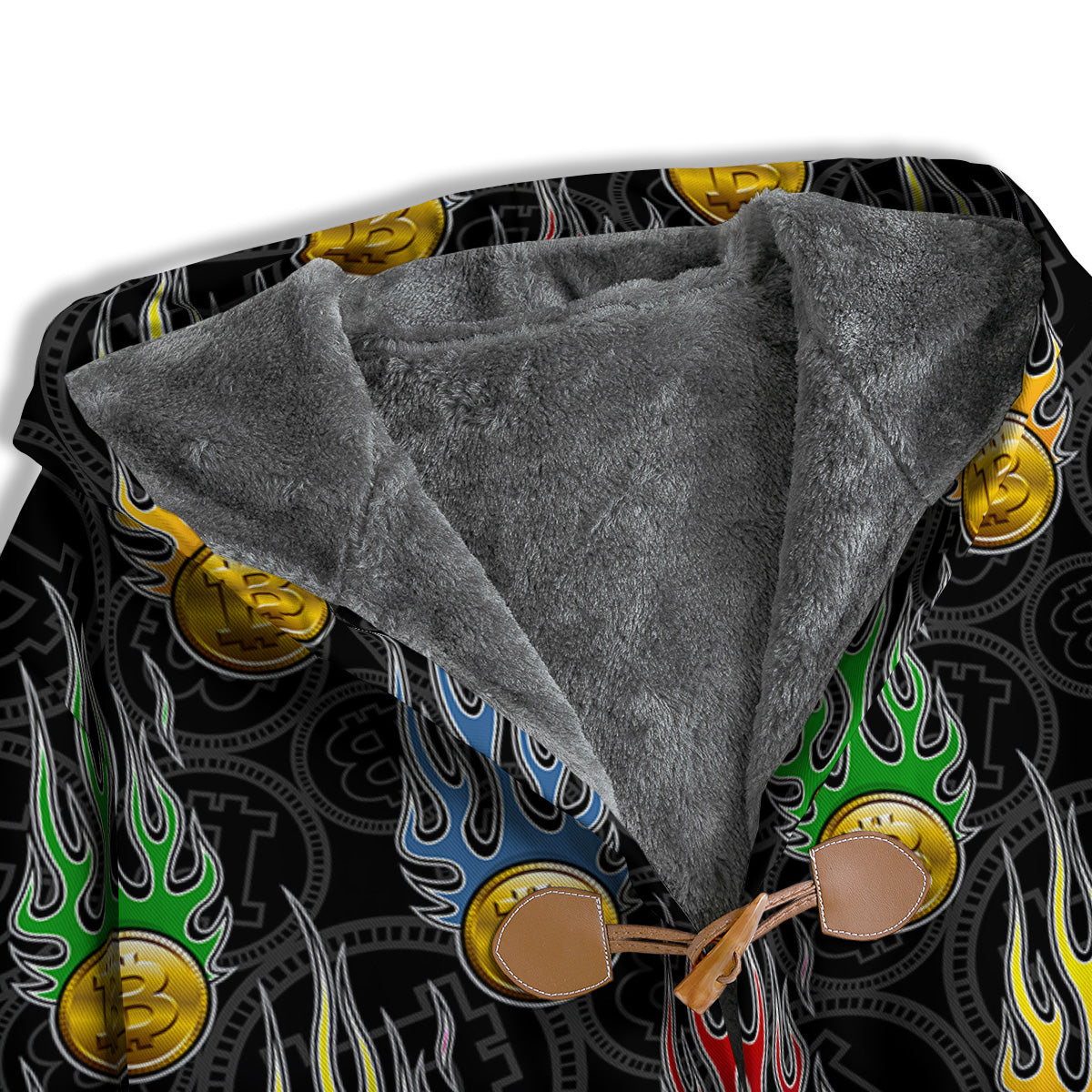 Digital Bitcoin On Fire Print Pattern Men's Windbreaker Jacket-grizzshop