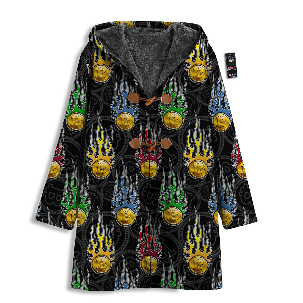 Digital Bitcoin On Fire Print Pattern Men's Windbreaker Jacket-grizzshop