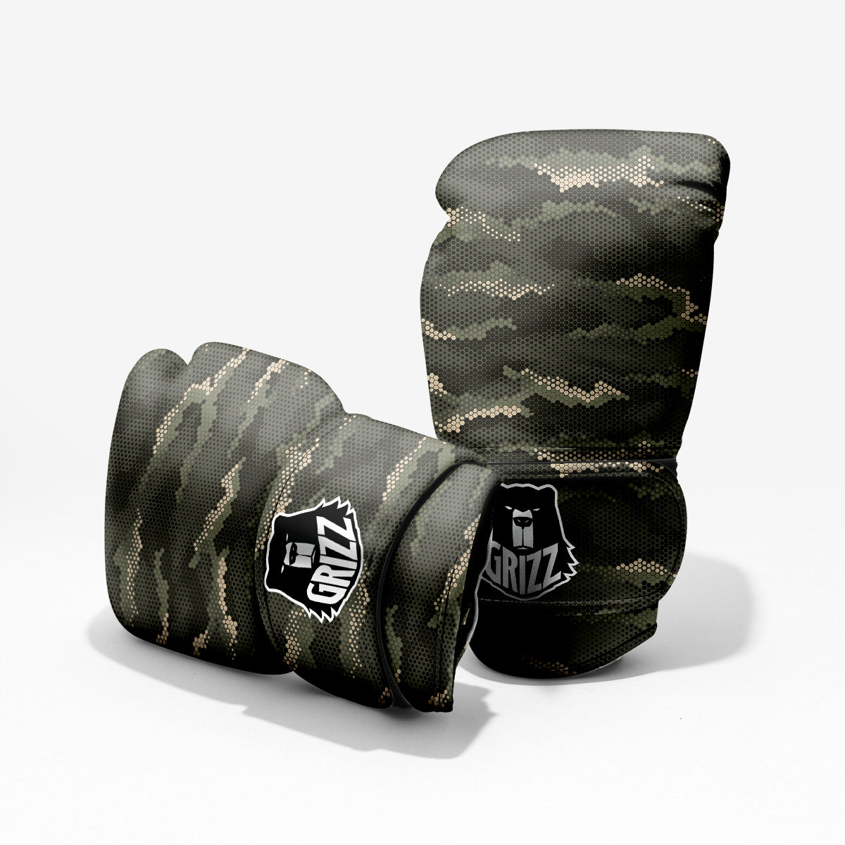 Digital Camo Army Green Print Pattern Pro Boxing Glove