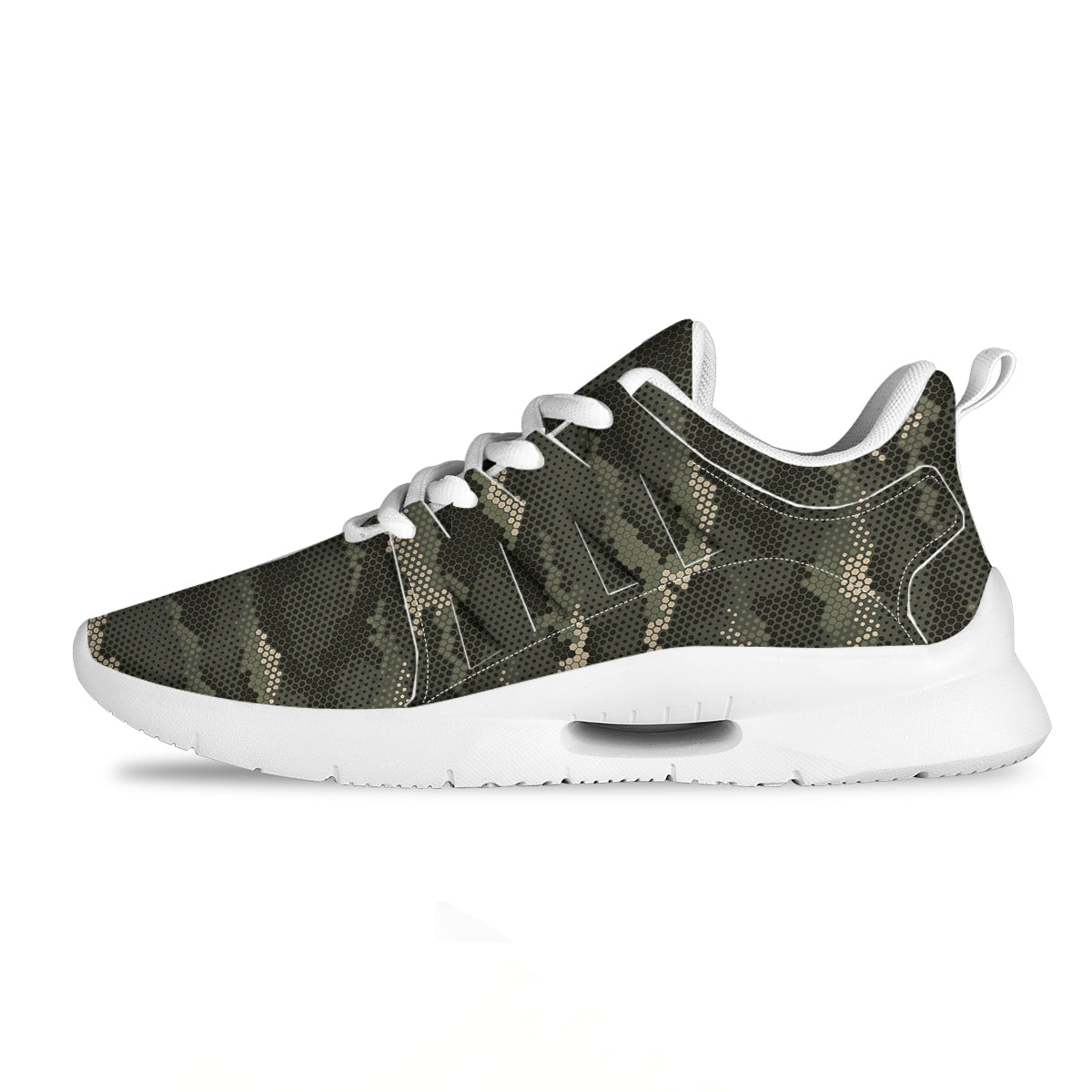 Digital Camo Army Green Print Pattern Tennis Shoes-grizzshop