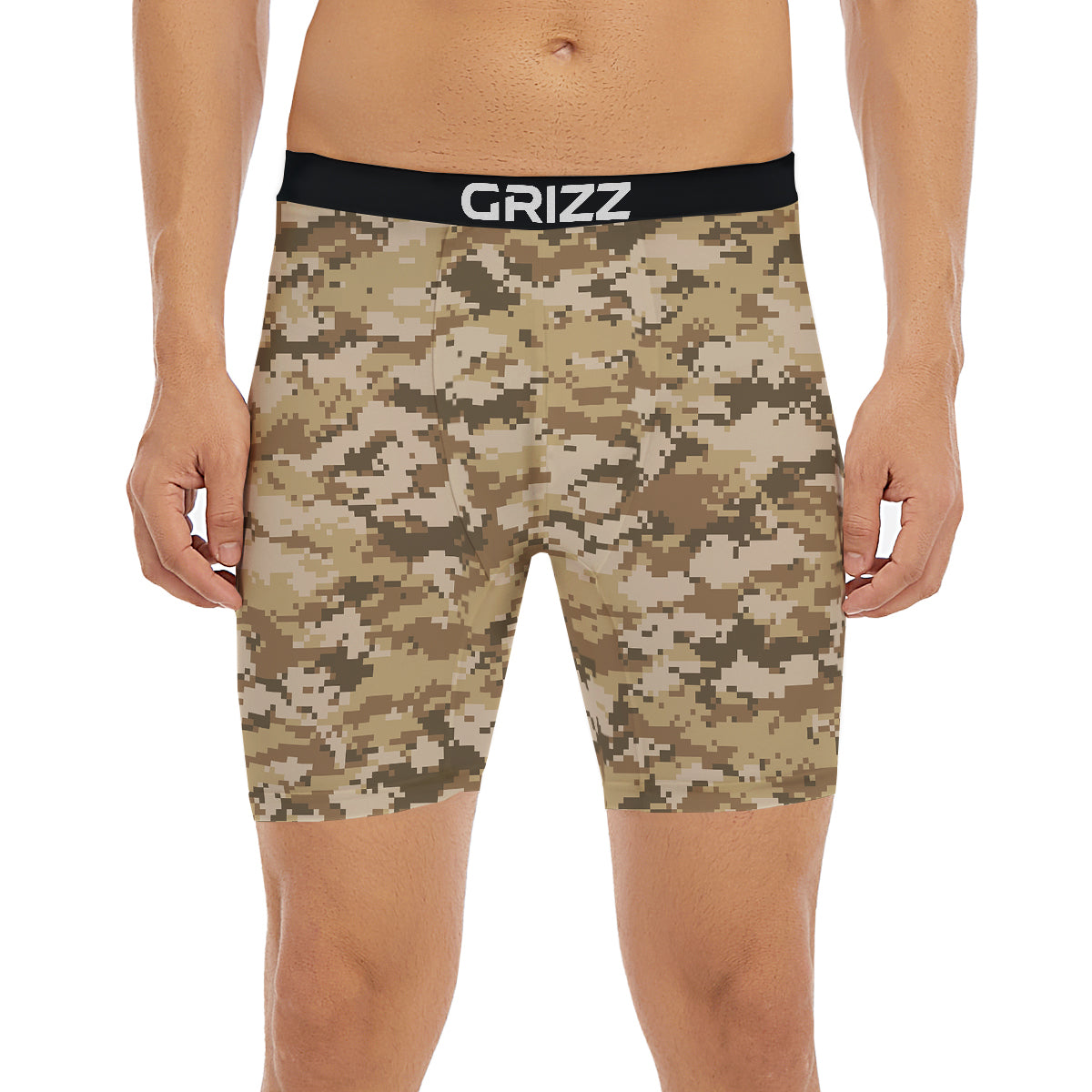 Digital Camo Beige Print Pattern Boxer Briefs-grizzshop
