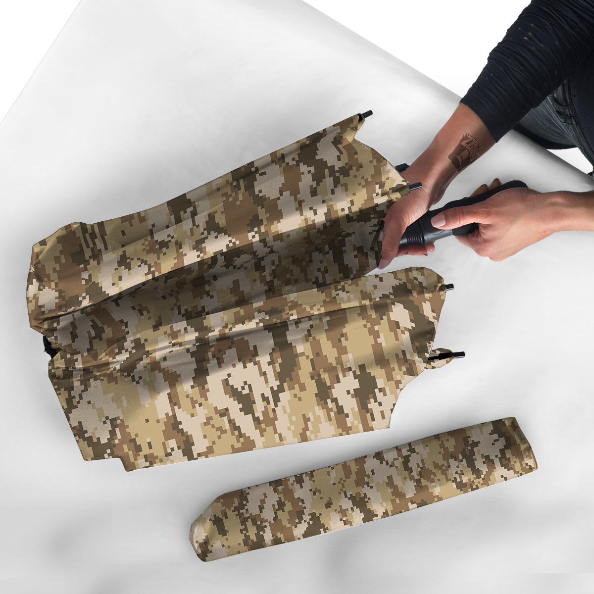 Digital Camo Beige Print Pattern Umbrella-grizzshop