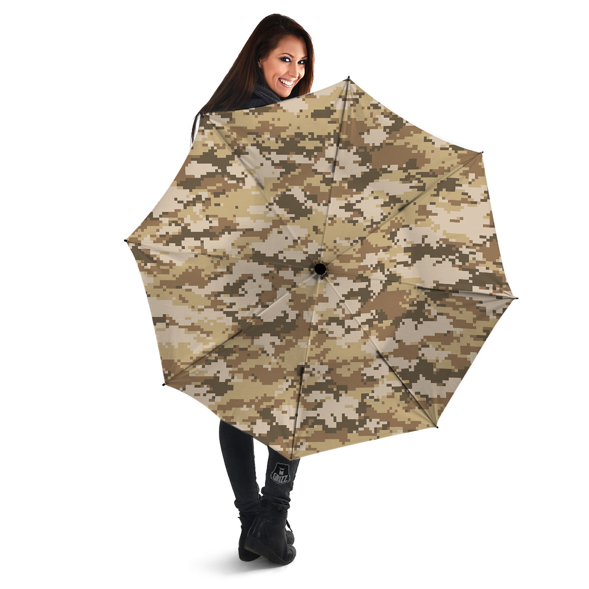 Digital Camo Beige Print Pattern Umbrella-grizzshop
