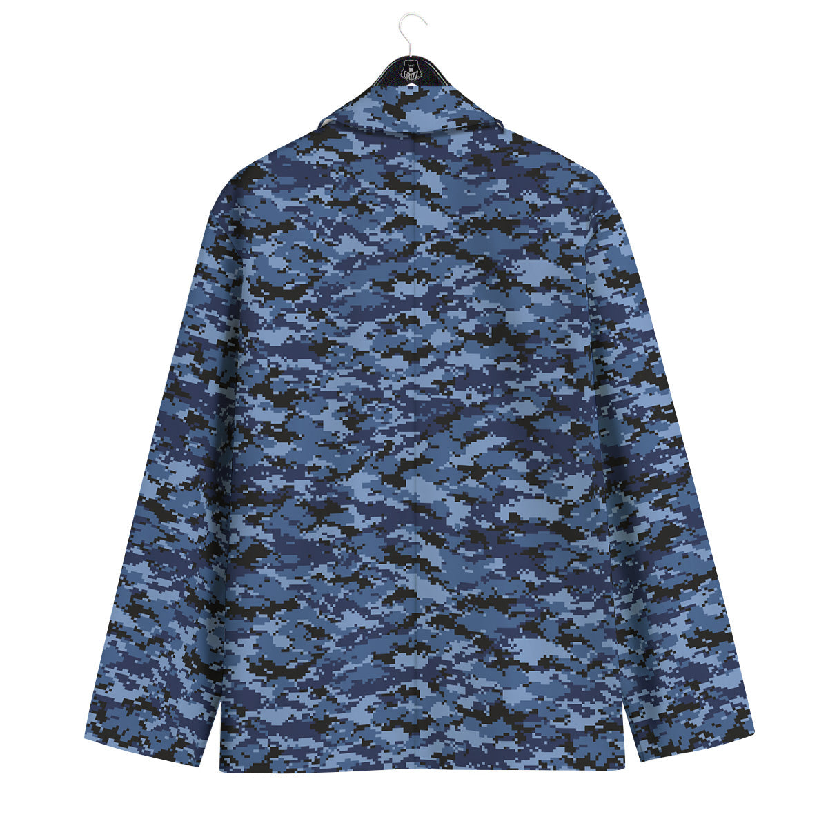 Digital Camo Black And Blue Print Men's Sport Coat-grizzshop