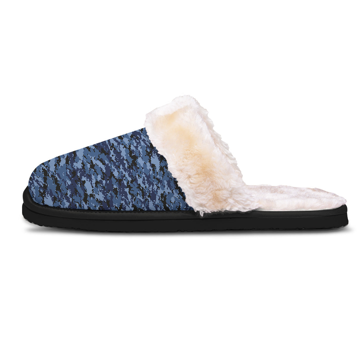 Digital Camo Black And Blue Print Slippers-grizzshop
