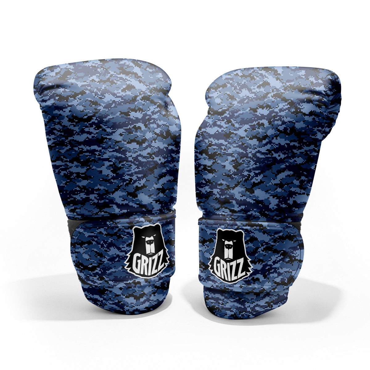 Digital Camo Black And Blue Print Pro Boxing Glove