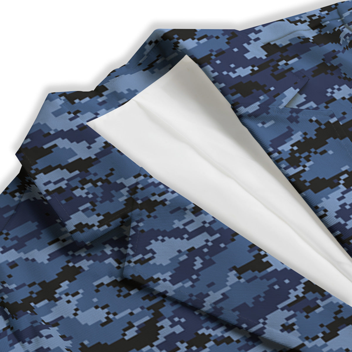 Digital Camo Black And Blue Print Women's Blazer-grizzshop