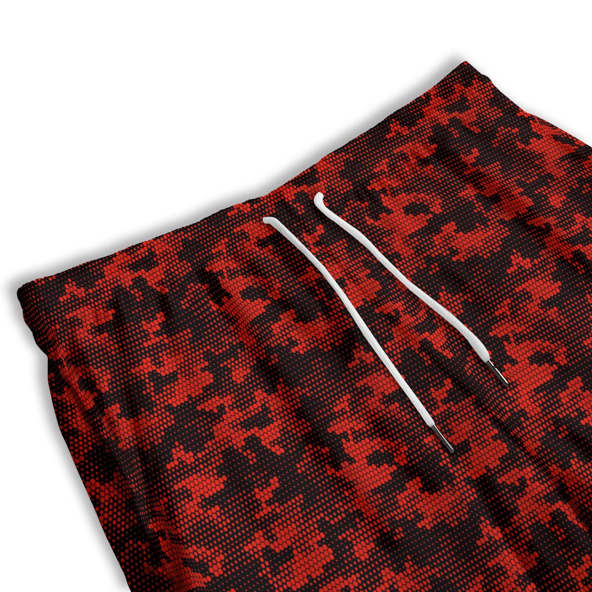 Digital Camo Black And Red Print Pattern Men's Athletic Shorts