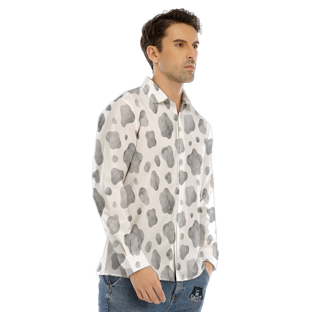 Digital Camo Black And Red Print Pattern Men's Dress Shirts-grizzshop
