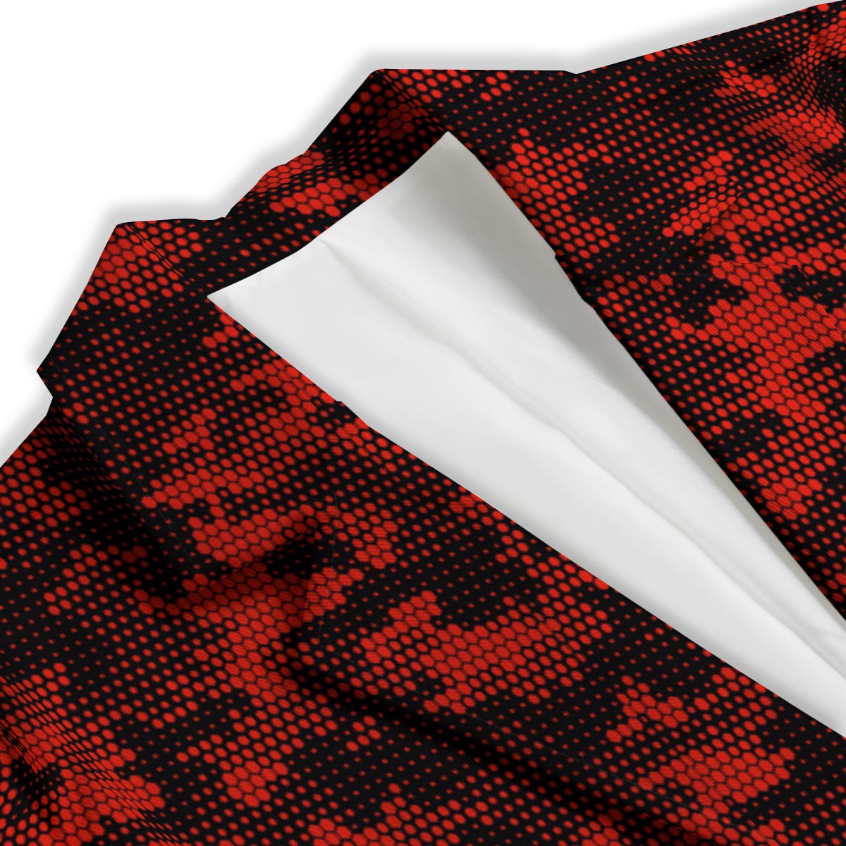 Digital Camo Black And Red Print Pattern Women's Blazer-grizzshop