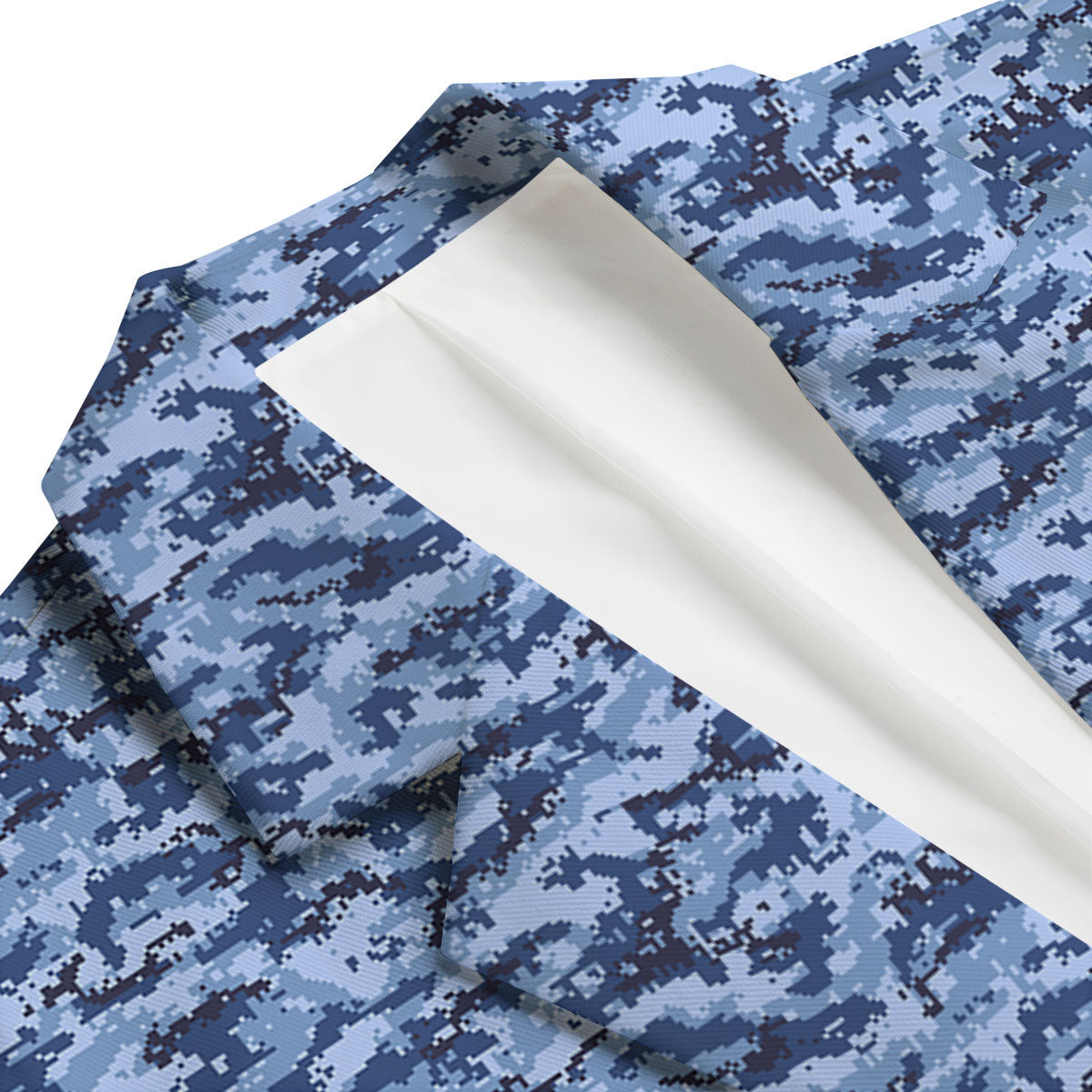 Digital Camo Blue Print Pattern Men's Blazer-grizzshop