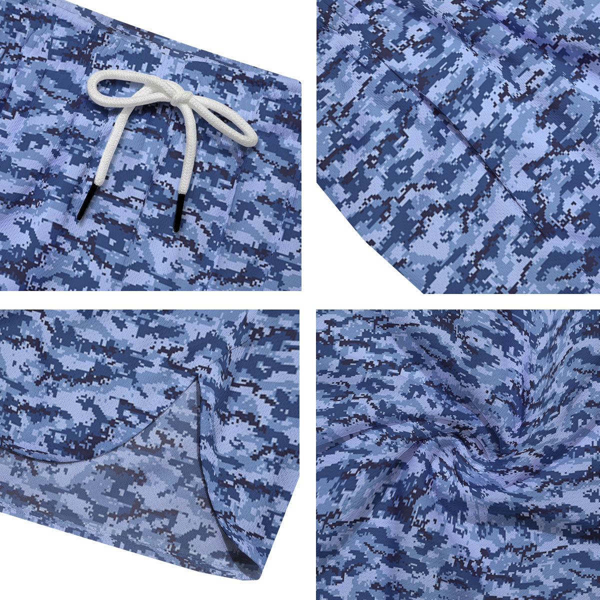 Digital Camo Blue Print Pattern Men's Running Shorts-grizzshop