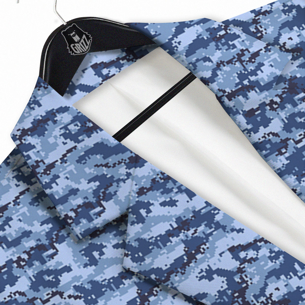Digital Camo Blue Print Pattern Men's Sport Coat-grizzshop
