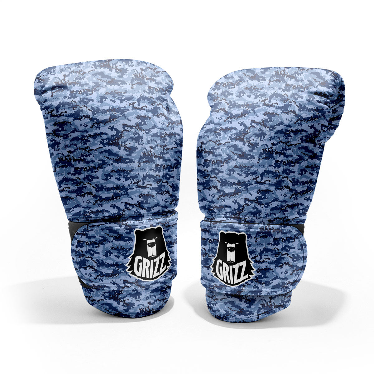 Digital Camo Blue Print Pattern Pro Boxing Glove