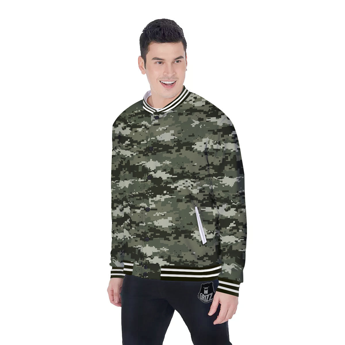 Digital Camo Desert Print Pattern Baseball Jacket-grizzshop