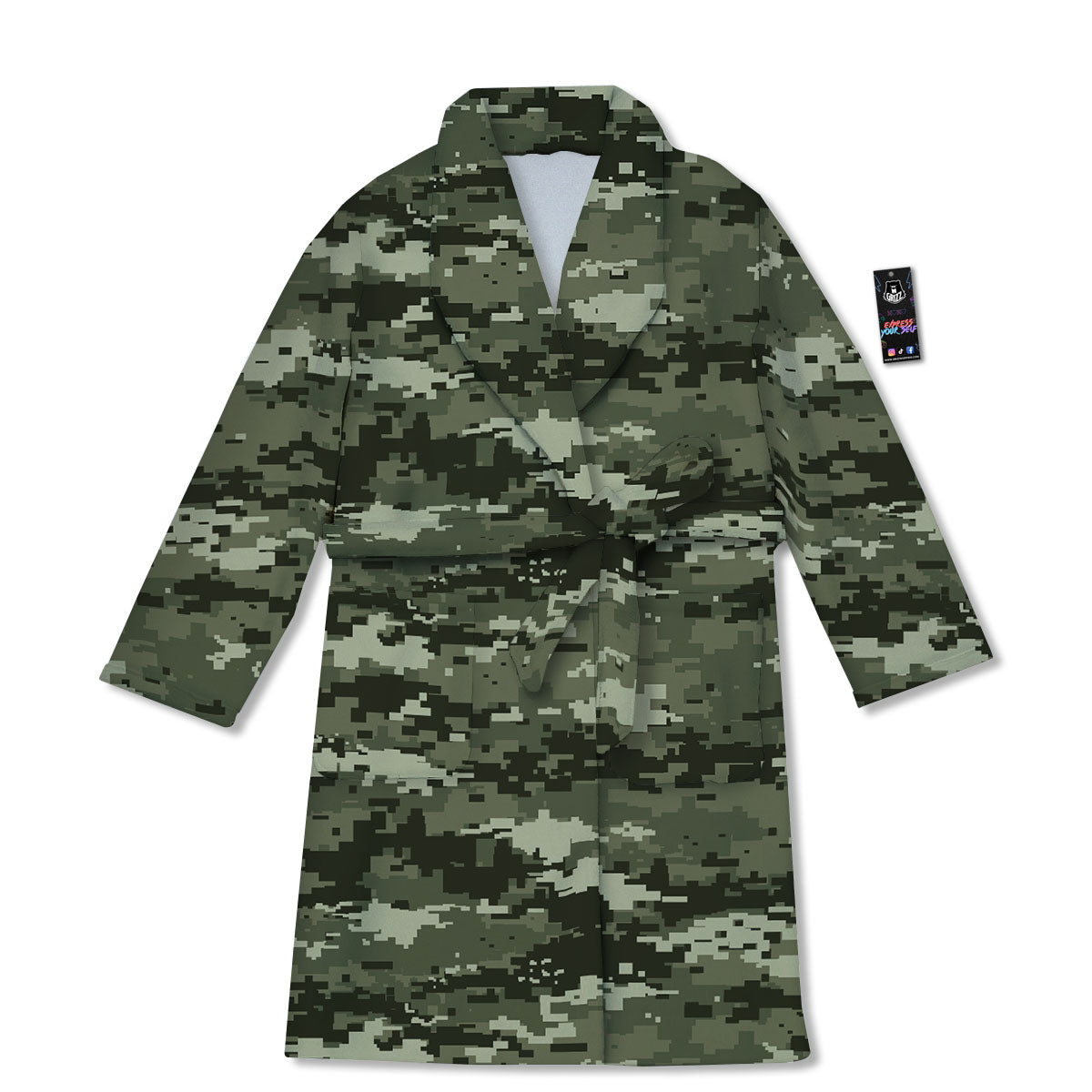 Digital Camo Desert Print Pattern Bathrobe-grizzshop