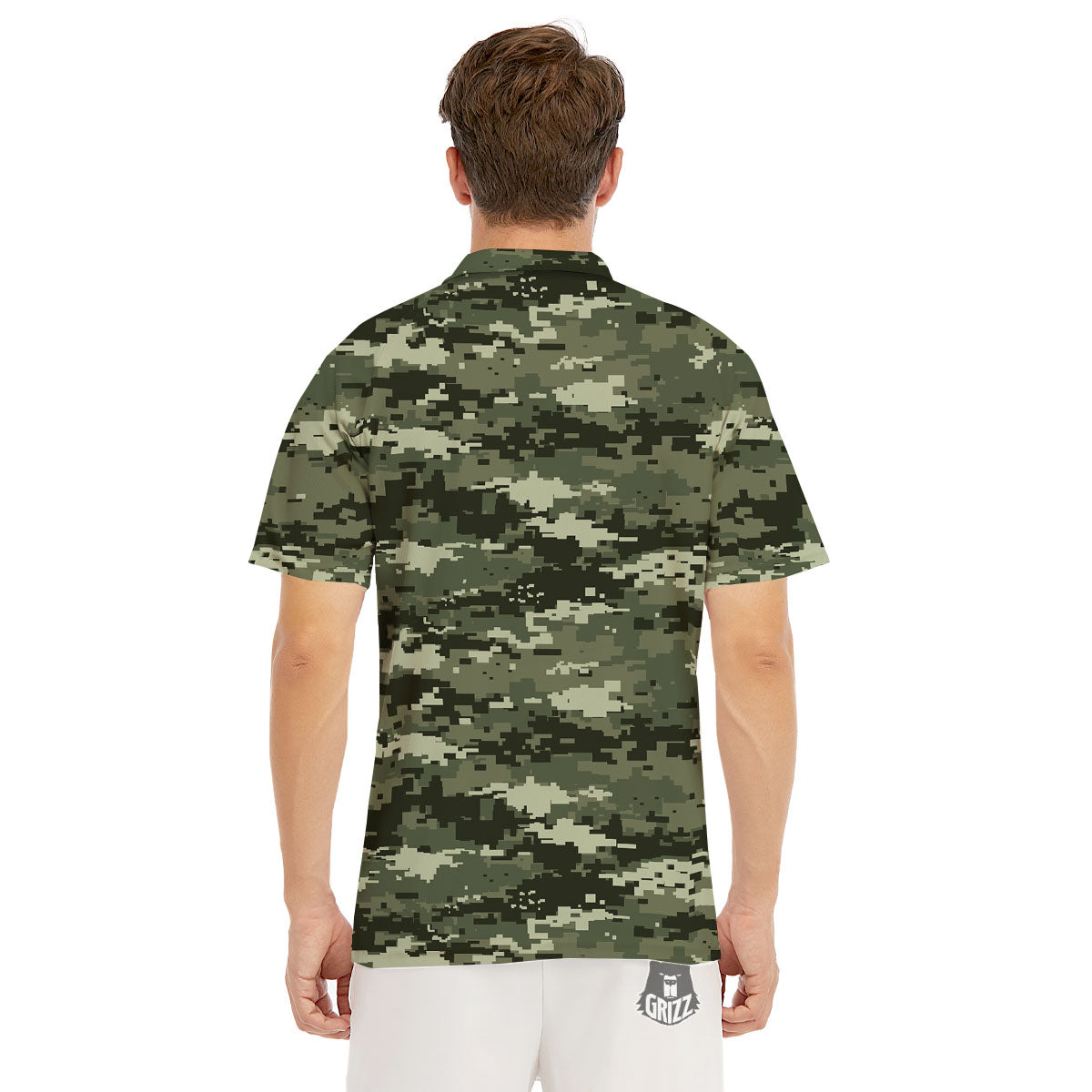 Digital Camo Desert Print Pattern Men's Golf Shirts-grizzshop