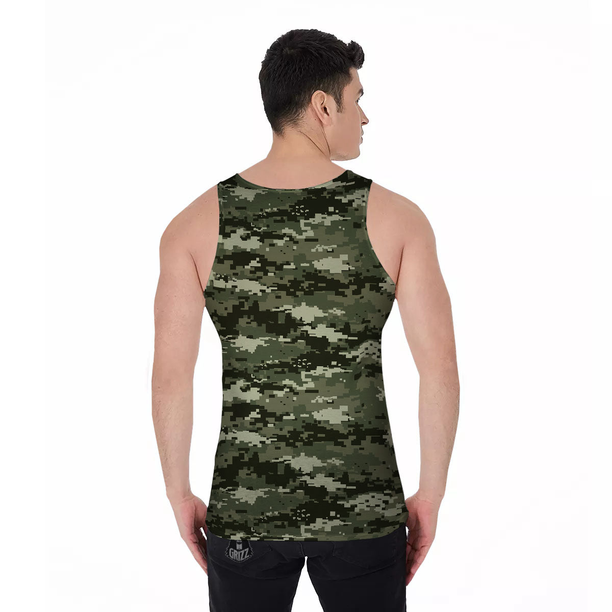 Digital Camo Desert Print Pattern Men's Tank Top-grizzshop