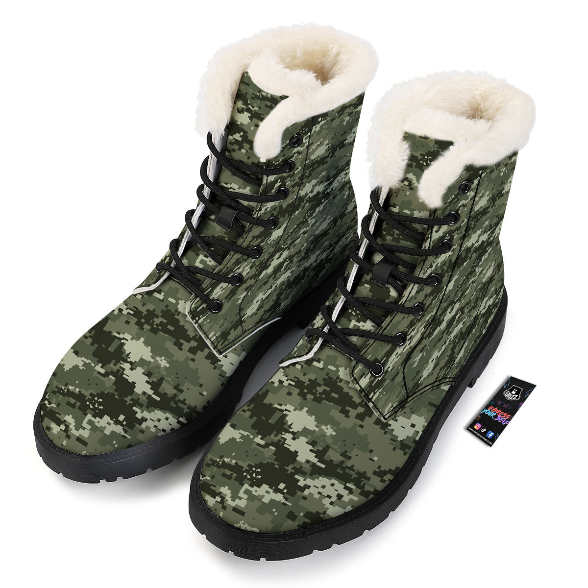 Digital Camo Desert Print Pattern Winter Boots-grizzshop