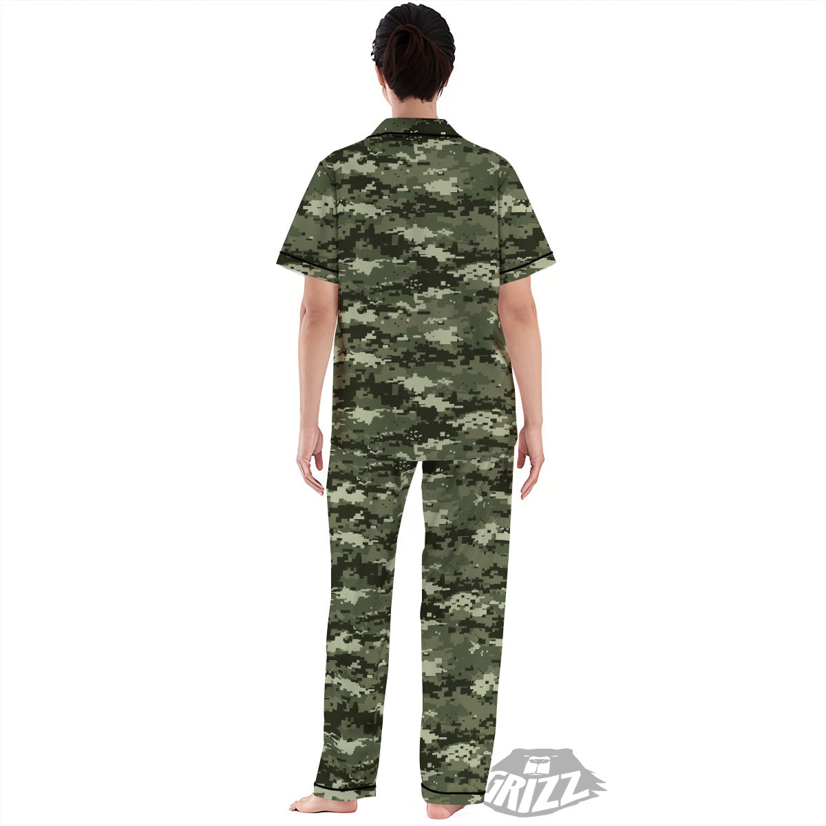Digital Camo Desert Print Pattern Women's Pajamas Set-grizzshop