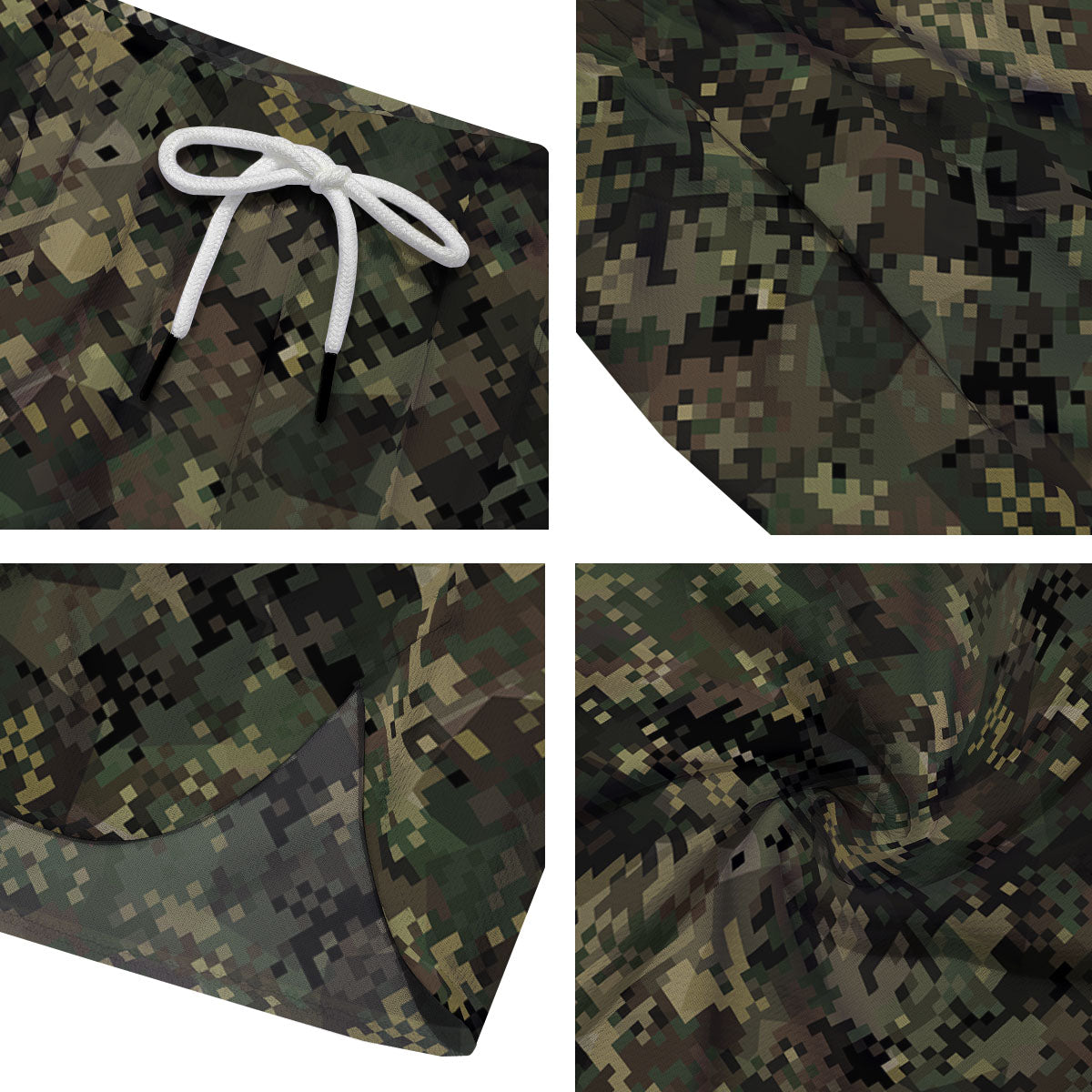 Digital Camo Forest Green Print Pattern Men's Running Shorts-grizzshop