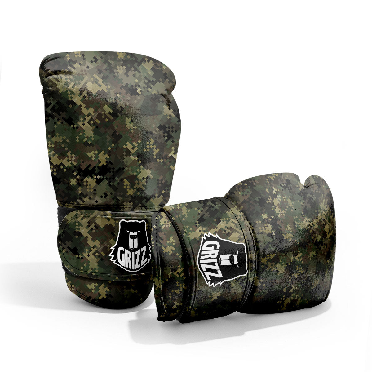 Digital Camo Forest Green Print Pattern Pro Boxing Glove