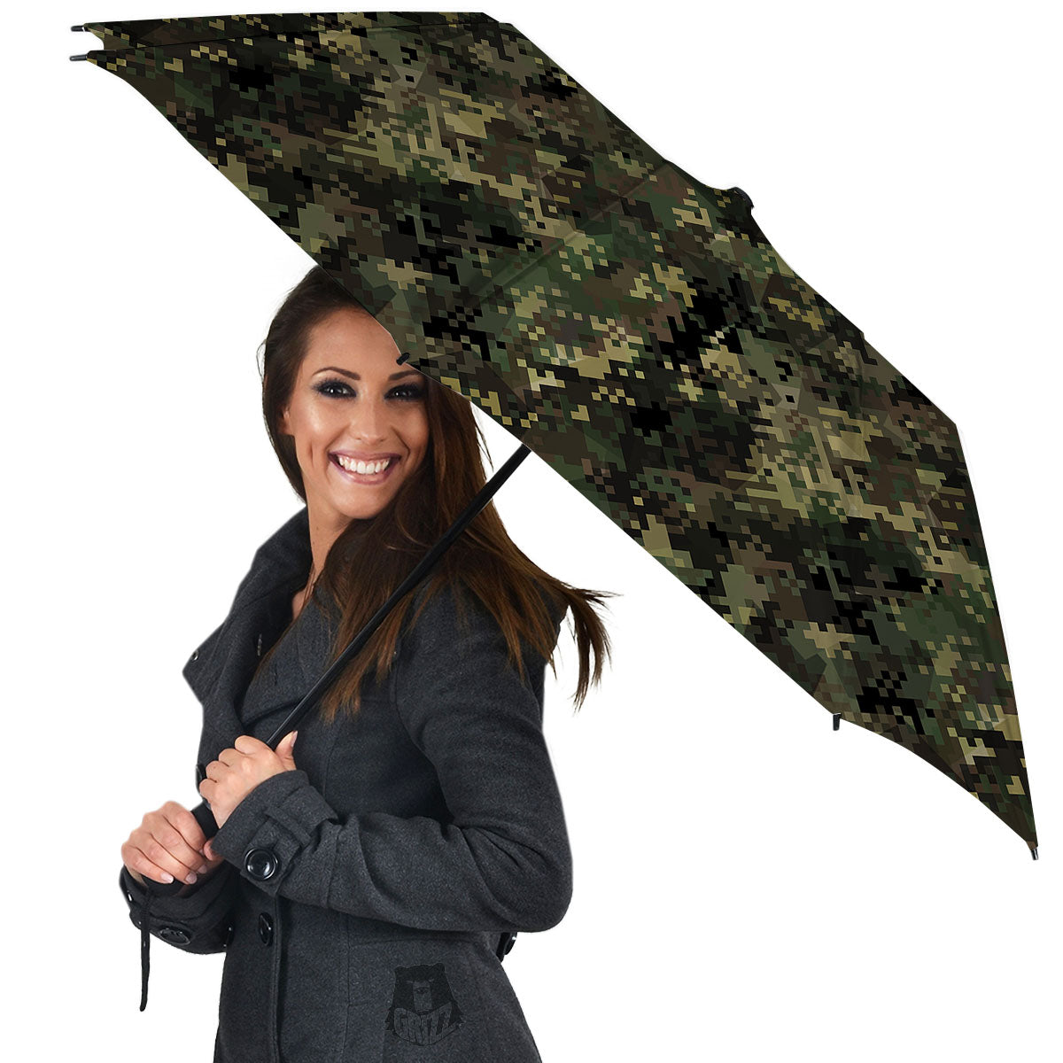 Digital Camo Forest Green Print Pattern Umbrella-grizzshop