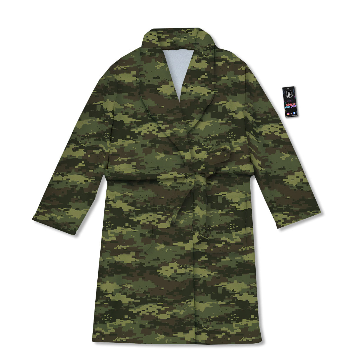 Digital Camo Green Print Pattern Bathrobe-grizzshop