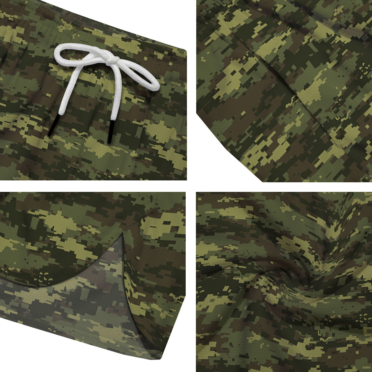 Digital Camo Green Print Pattern Men's Running Shorts-grizzshop