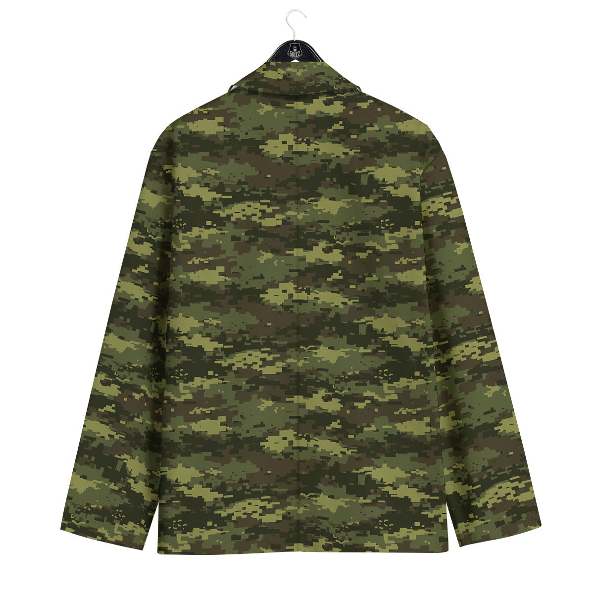 Digital Camo Green Print Pattern Men's Sport Coat-grizzshop