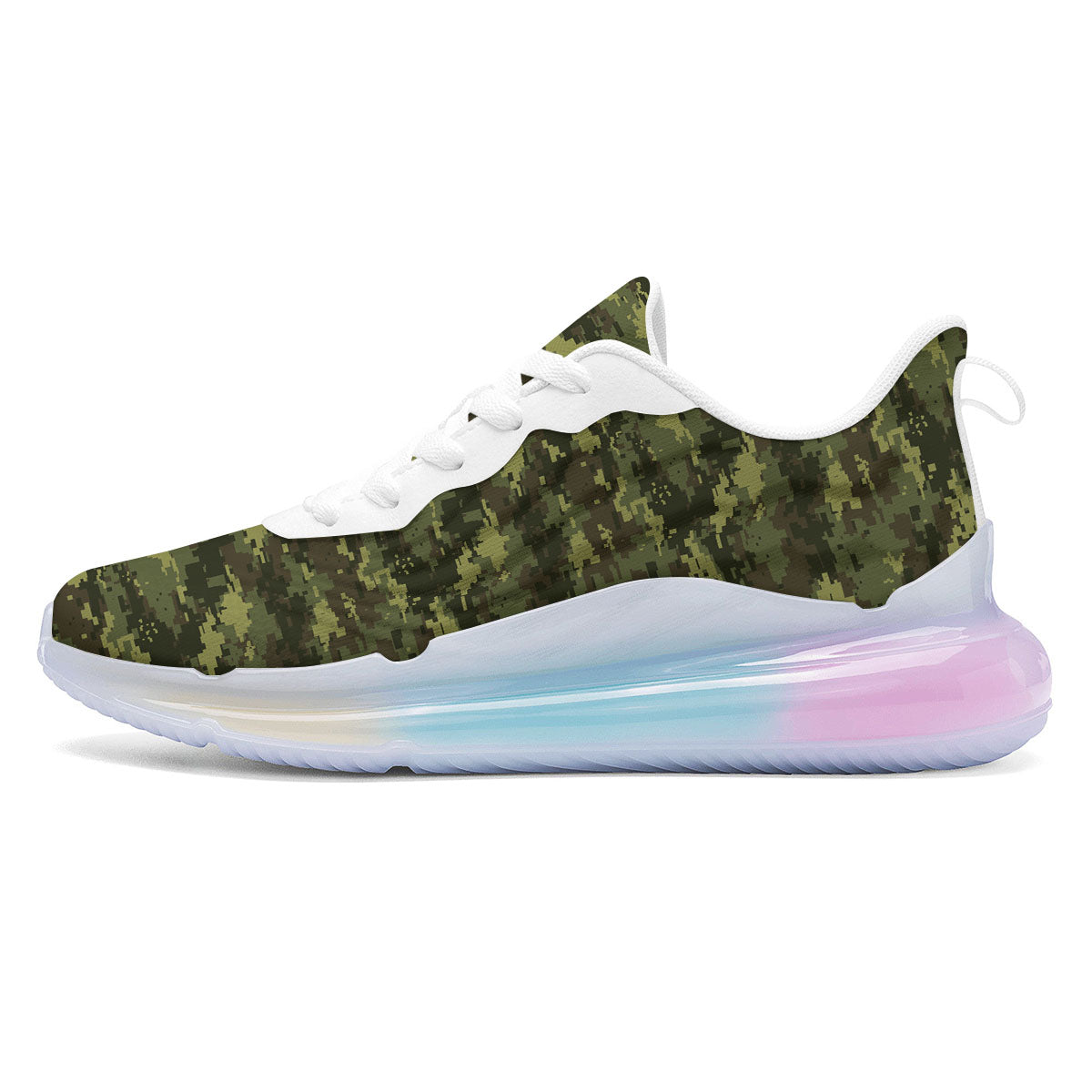 Digital Camo Green Print Pattern Running Sneakers-grizzshop