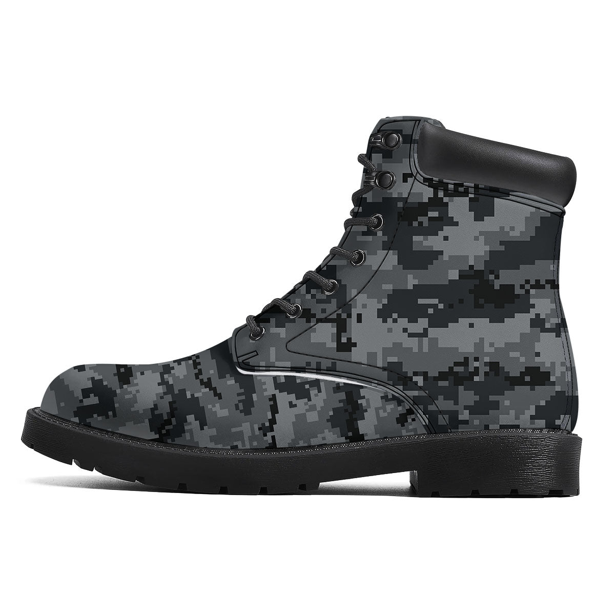 Digital Camo Grey And Black Print Boots-grizzshop