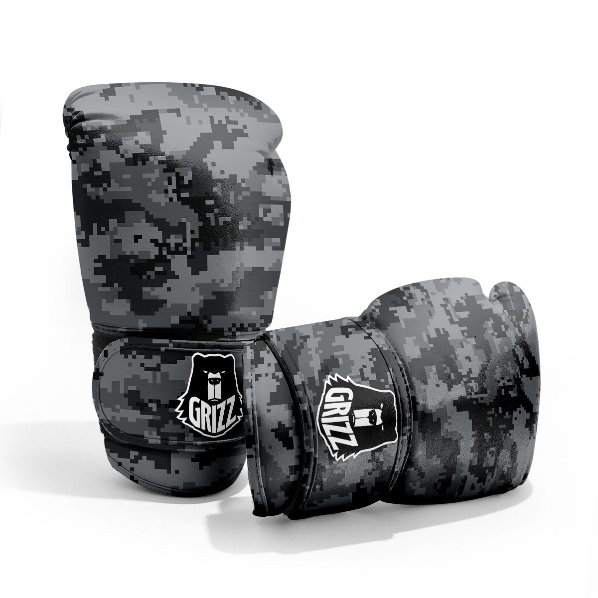 Digital Camo Grey And Black Print Pro Boxing Glove