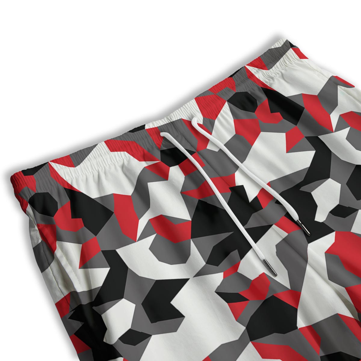 Digital Camo Grey And Red Print Pattern Men's Athletic Shorts